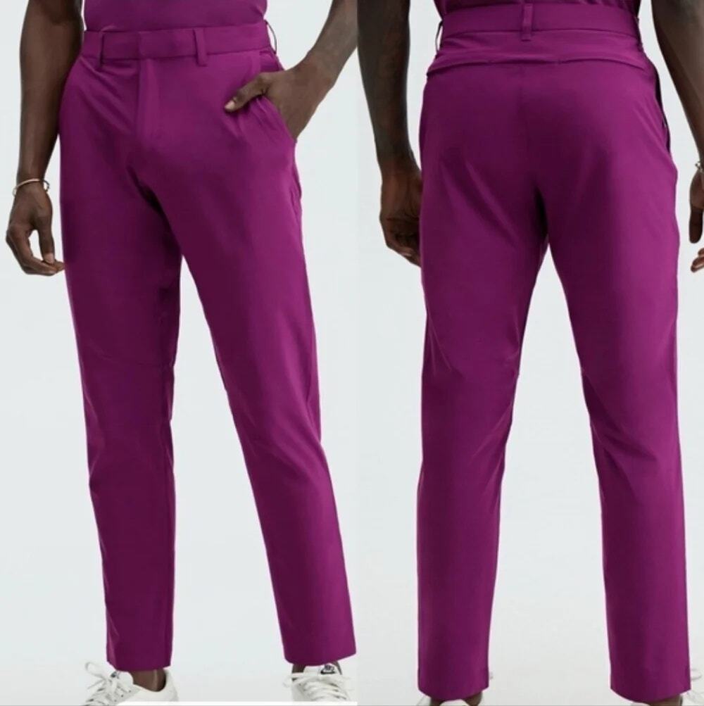 Fabletics Purple The Only Flat Front Performance Chino Pants Men's Size XL